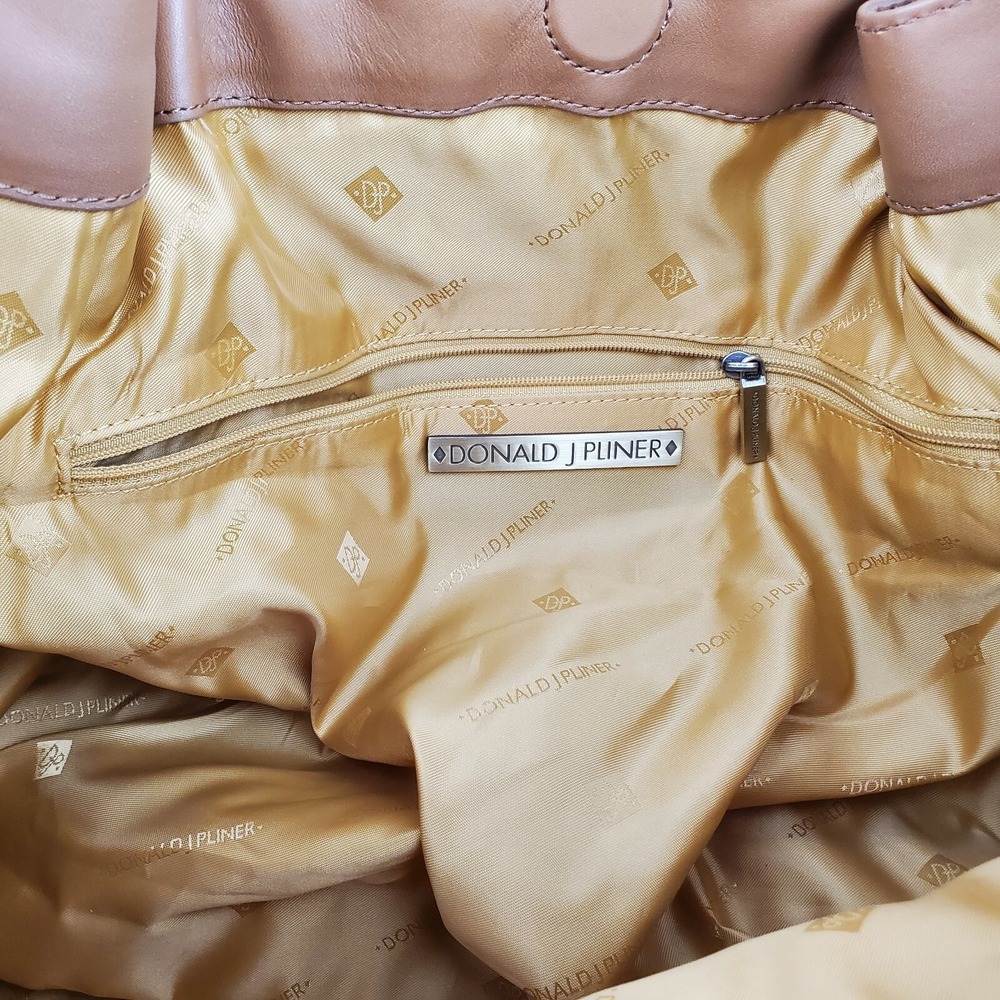 Donald‎ Pliner Large Texture Leather Hobo Bag Wave Pleat Satchel Shoulder Purse - Picture 8 of 12
